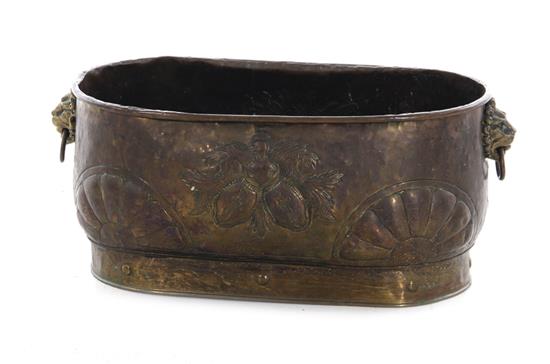 Appraisal: English oval brass jardiniere th century decorated with floral designs