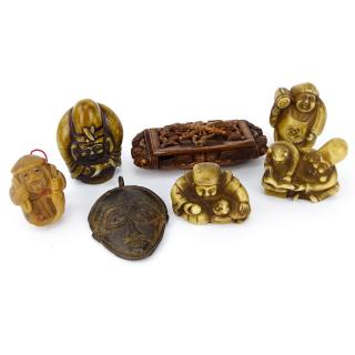 Appraisal: Collection of Four Vintage Japanese Carved Bone Netsuke a Carved