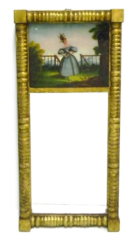 Appraisal: Early th C Federal gilt wall mirror reverse painted tablet