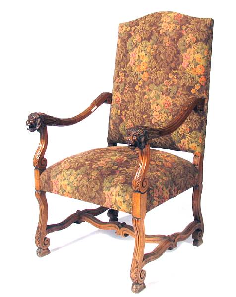 Appraisal: A Renaissance Revival armchair with carved lion heads height ft