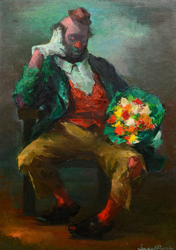 Appraisal: ROSE Iver American - ''Waiting'' Depicts a Seated Clown with