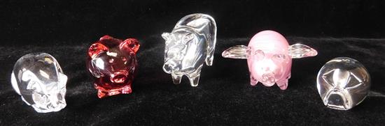 Appraisal: th C Baccarat Steuben and other glass pig form hand