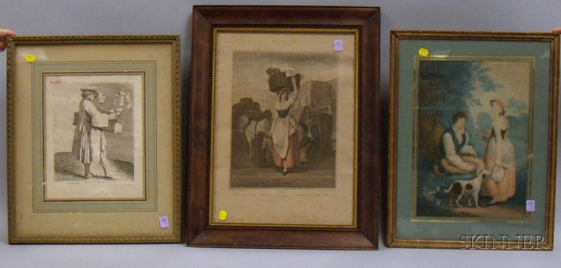 Appraisal: Seven Assorted Framed Mostly th Century Prints and Drawings a