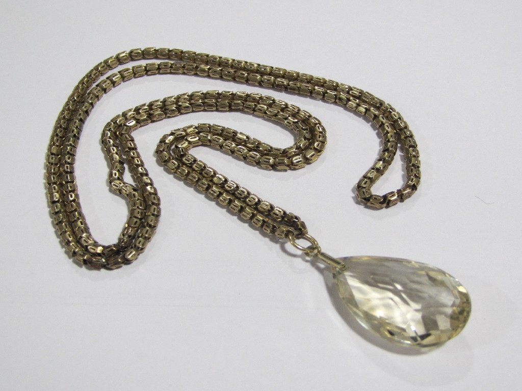 Appraisal: Cairngorm dropper pendant on gold plated neckchain