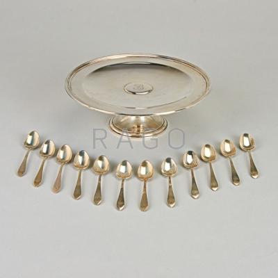 Appraisal: TIFFANY CO SILVER COMPOTE AND SPOONS - Compote x Fanevil