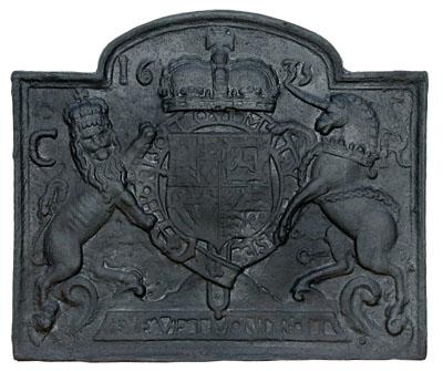 Appraisal: Fine Charles II cast iron fireback relief decorated with the