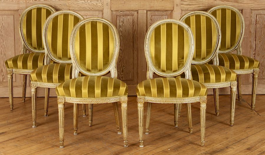 Appraisal: SET FRENCH TH C LOUIS XVI STYLE DINING CHAIRS A