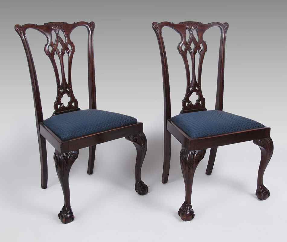 Appraisal: PAIR CENTENNIAL CHIPPENDALE CHAIRS Pierce backs ball and claw front