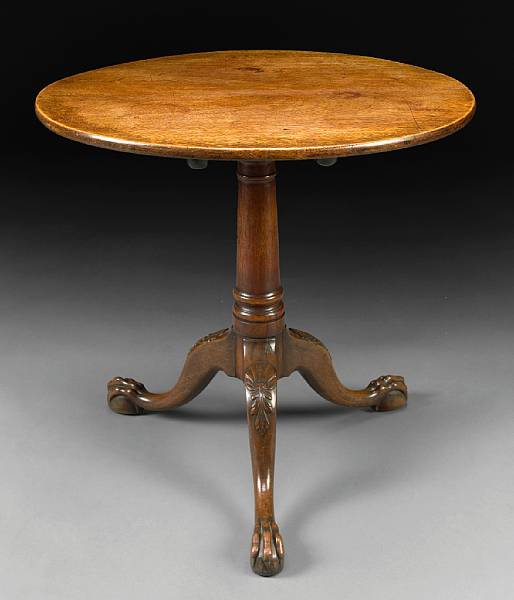 Appraisal: A George III mahogany tilt top occasional table The circular