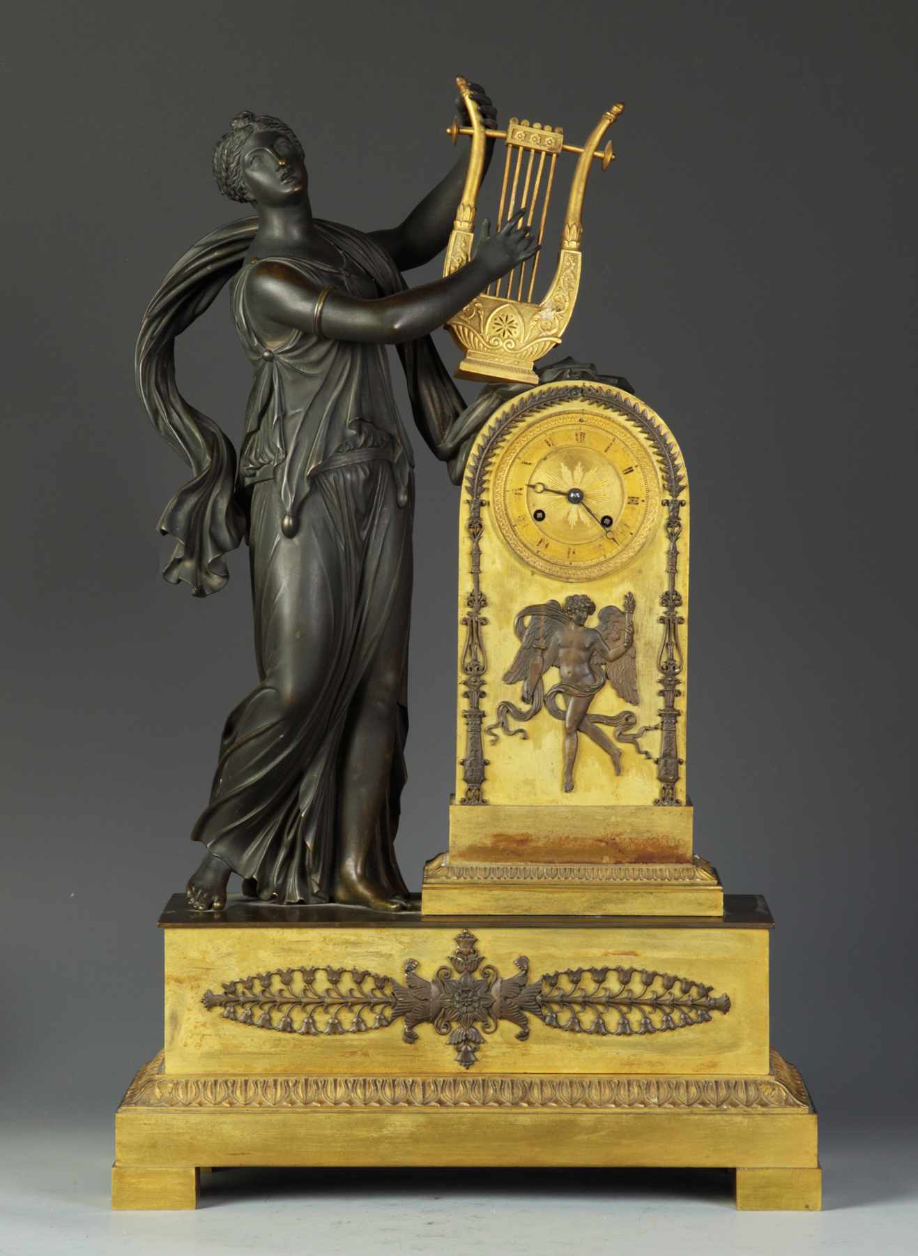 Appraisal: Fine French Neoclassical Bronze Gilt Bronze Clock Fine French Neoclassical