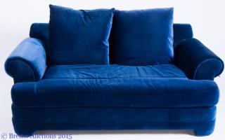 Appraisal: LifeScapes by Karpen Blue Velvet Love Seat LifeScapes by Karpen