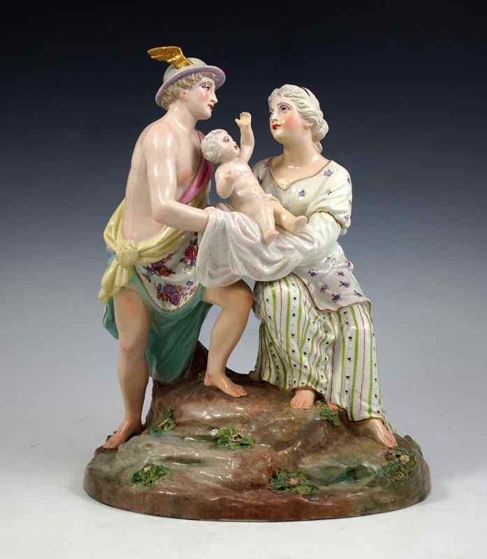 Appraisal: PORCELAIN ALLEGORICAL FIGURAL GROUP FEATURING MERCURY HERMES Mercury and the