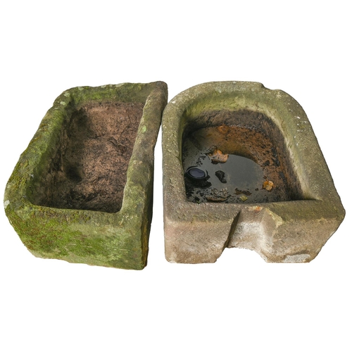 Appraisal: A Victorian gritstone D shaped trough x cm and another