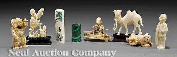 Appraisal: A Group of Six Japanese Ivory Okimono including an artist