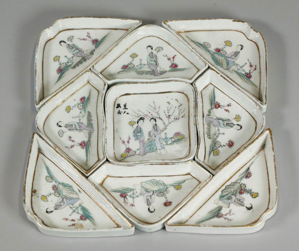 Appraisal: set of Chinese trays possibly Republican period set of Chinese