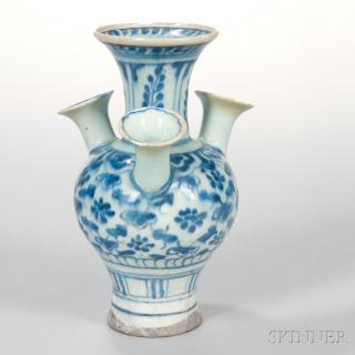 Appraisal: Blue and White Tulip Vase Blue and White Tulip Vase