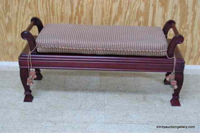 Appraisal: Red Mahogany Parlor Bench w CushionIs a very nice Grecian