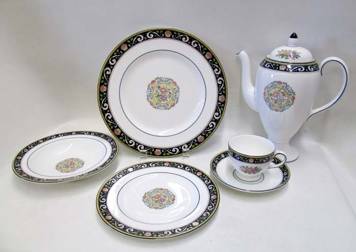 Appraisal: FORTY-THREE PIECE WEDGWOOD CHINA SET Runnymede blue pattern W consisting