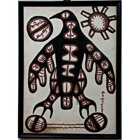 Appraisal: NORVAL MORRISSEAU NATIVE CANADIAN - UNTITLED THUNDERBIRD ACRYLIC ON MASONITE