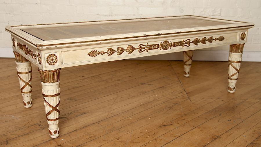 Appraisal: JANSEN EMPIRE GILTWOOD PAINTED COFFEE TABLE A good Jansen Empire