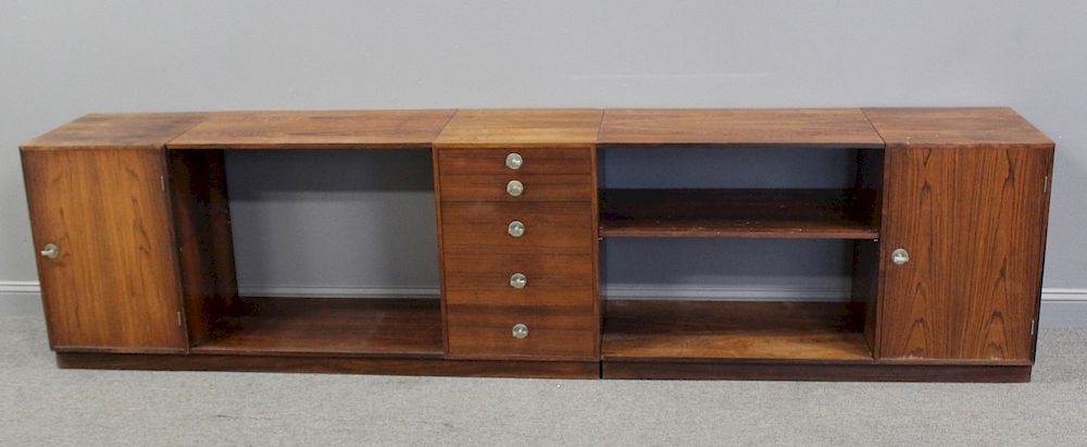 Appraisal: MIDCENTURY Rosewood Piece Unit Bookcase From the estate of a