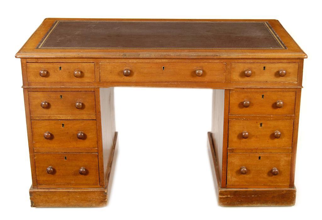 Appraisal: A Victorian walnut twin pedestal desk