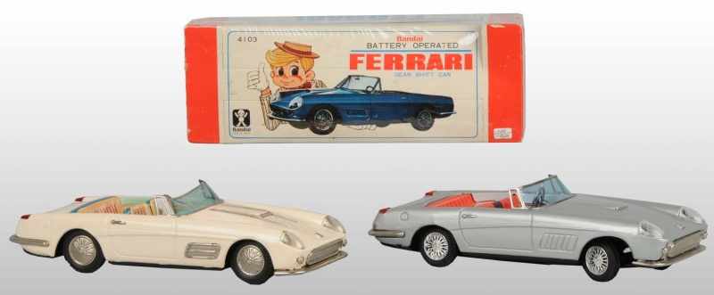 Appraisal: Lot of Tin Litho Ferrari Convertible Car Toys Description Japanese