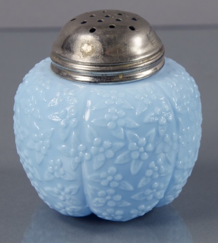 Appraisal: Blue Sugar Shaker by Challinor Taylor Co Forget-Me-Not pattern Ribbed