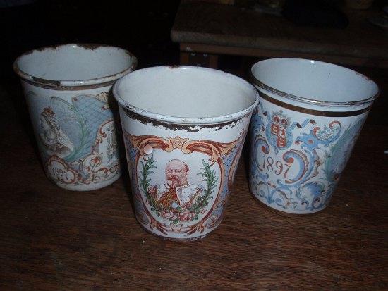 Appraisal: Three enamel commemorative beakers including Queen Victoria Diamond Jubilee and