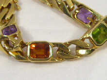 Appraisal: An carat gold chain bracelet set with amethyst peridot and