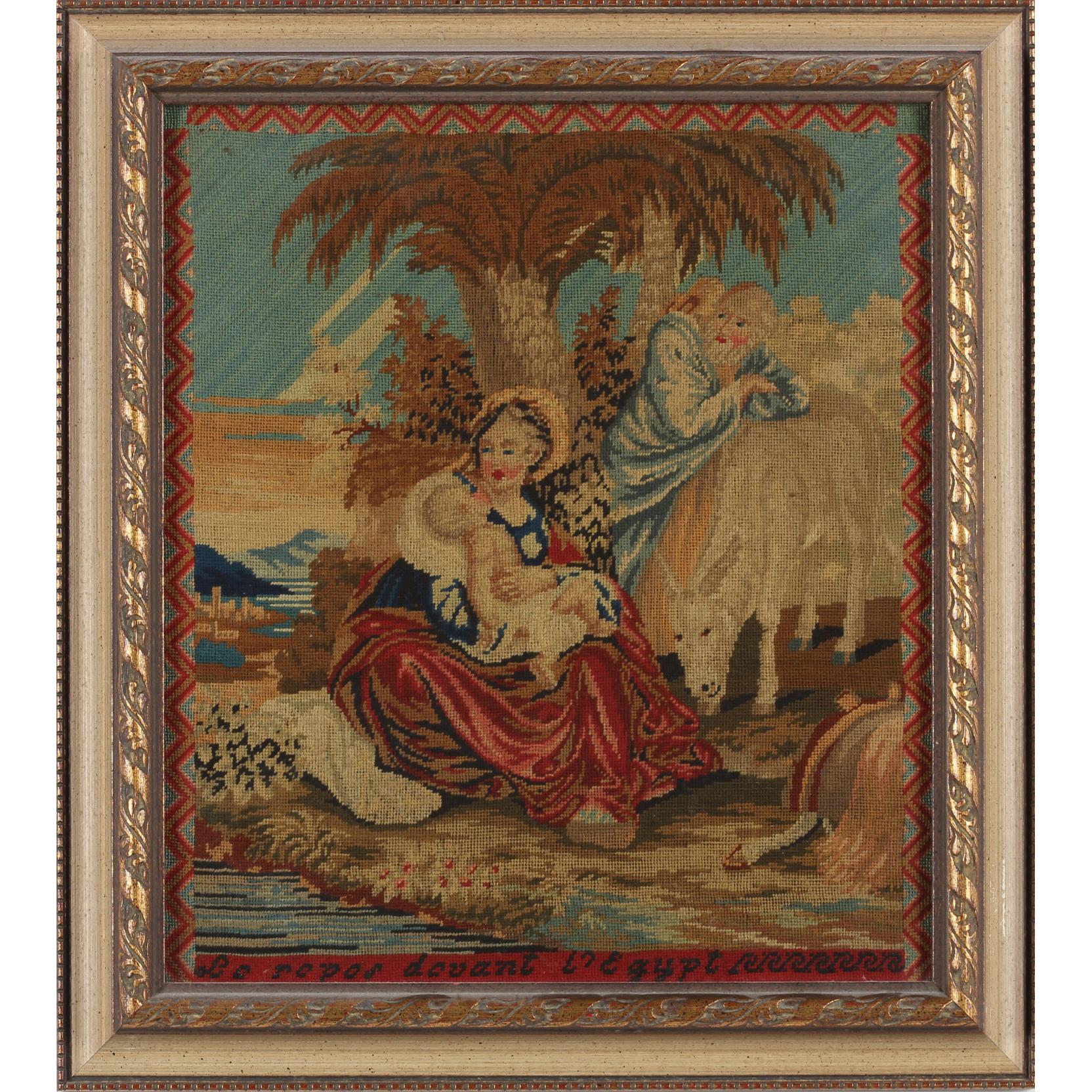 Appraisal: French Needlework The Flight from Egypt th century multi-color in