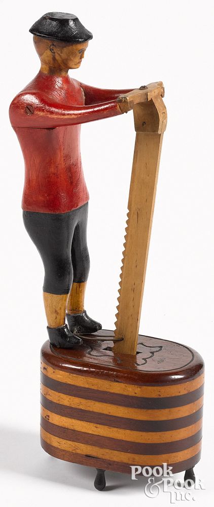 Appraisal: Unusual carved and painted figure of a gentleman Unusual carved