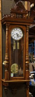 Appraisal: Austrian walnut regulator wall clock Austrian walnut regulator wall clock