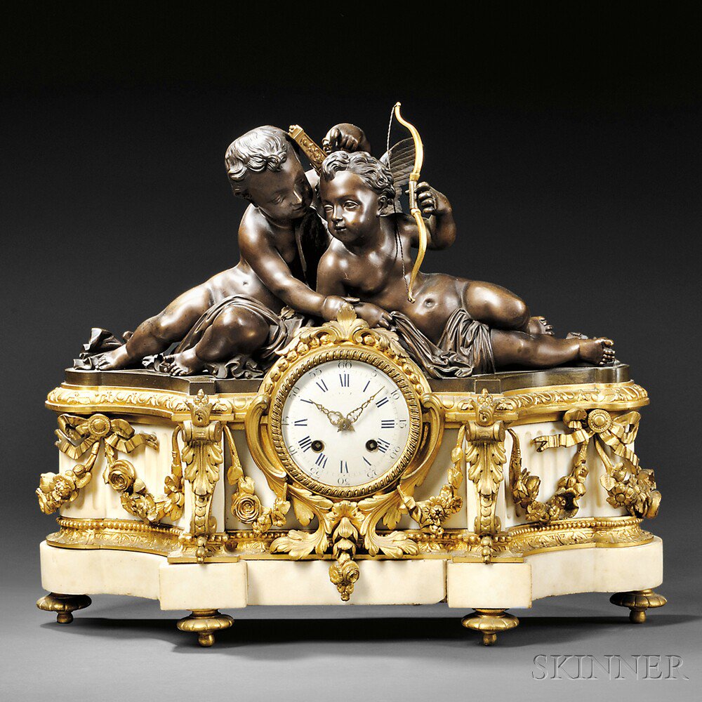 Appraisal: Napoleon III Bronze-mounted Alabaster Mantel Clock last quarter th century