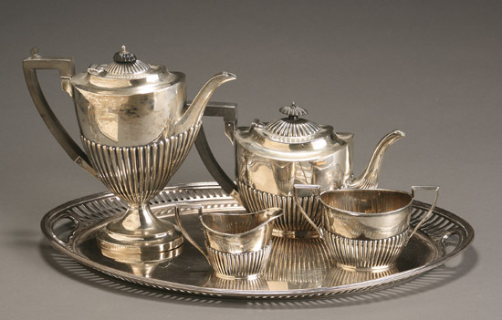 Appraisal: Edward VII-George V Silver Assembled Four-Piece Coffee and Tea Service