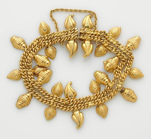 Appraisal: A fourteen karat gold bracelet weighing approximately grams length in