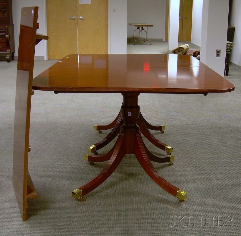 Appraisal: Baker Furniture Historic Charleston Federal-style Inlaid Mahogany Double-pedestal Dining Table