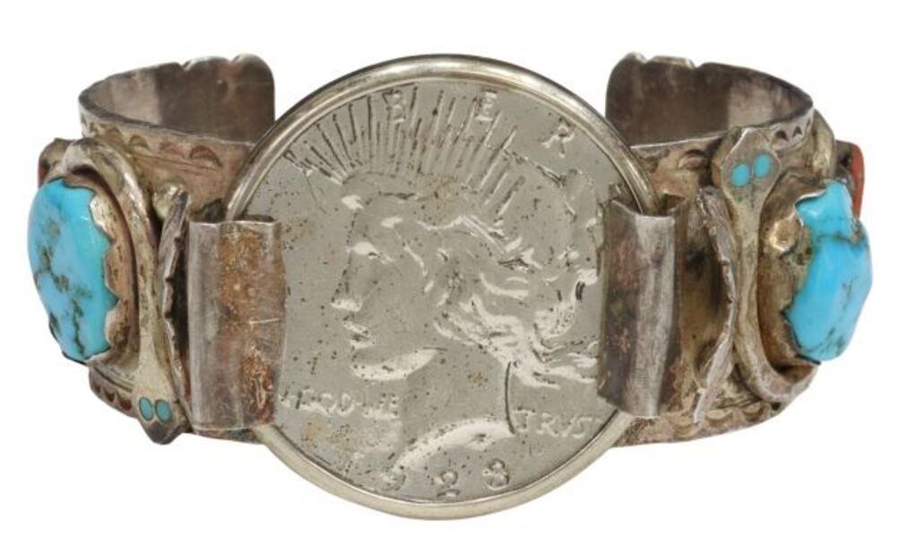 Appraisal: Native American silver content unknown watch cuff signed Effie C