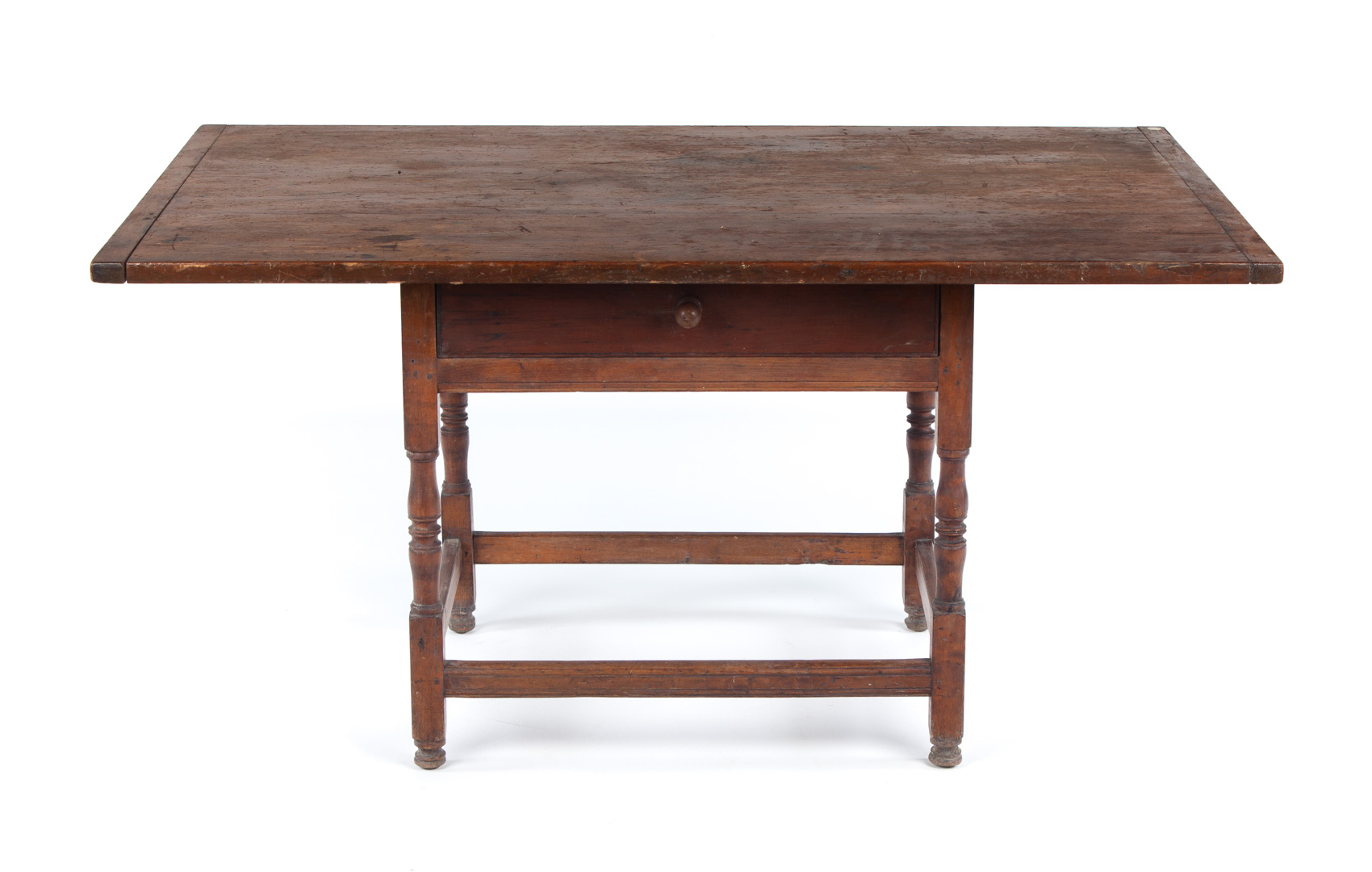 Appraisal: American vernacular pine tavern table mid- th century overhanging top