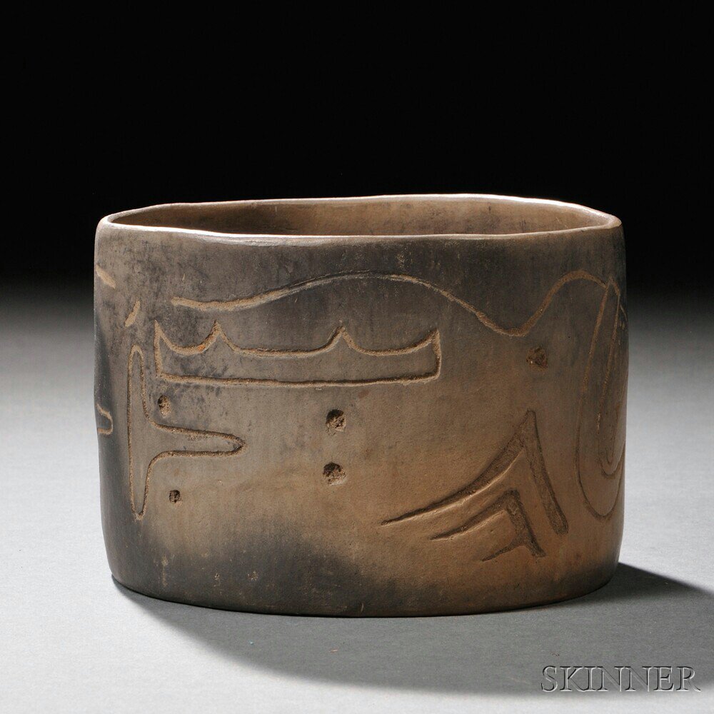 Appraisal: Olmec Terra-cotta Bowl Mexico c - B C cylindrical form