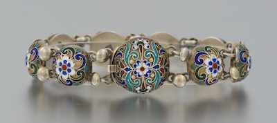 Appraisal: A Russian Silver and Cloisonne Enamel Bracelet Silver dome shape