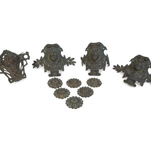 Appraisal: A Set of Four French Art Nouveau Bronze Billiards Pockets