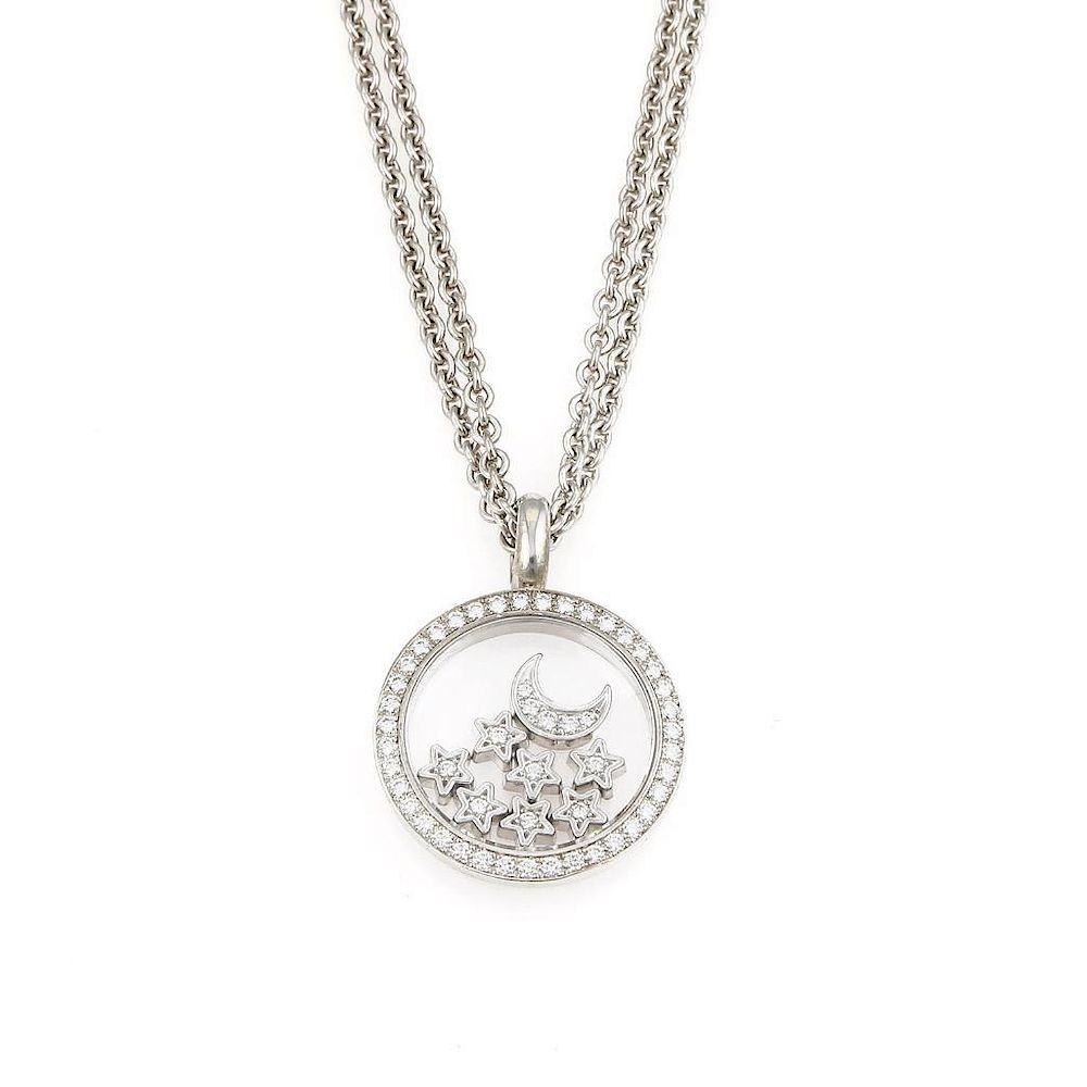 Appraisal: K Chopard Happy Diamonds Moon Stars Necklace K Chopard Happy