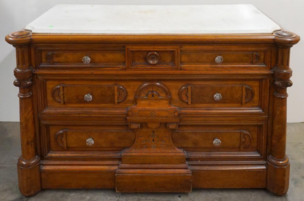 Appraisal: Victorian Renaissance Revival Walnut Marble Top Dresser x x in