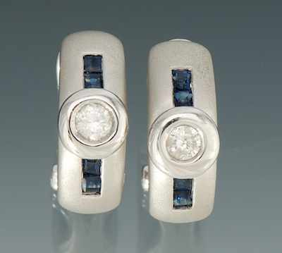 Appraisal: A Pair of Sapphire and Diamond Earrings k white gold