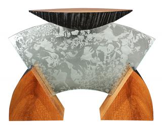 Appraisal: Charles B Cobb plate glass and exotic wood console table