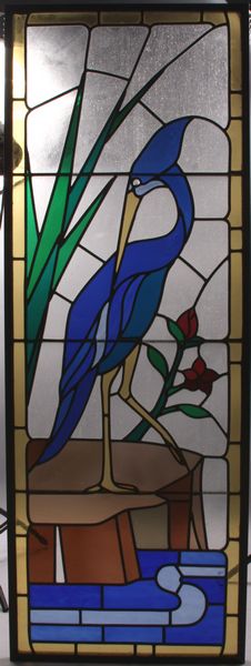 Appraisal: th Century stained and leaded glass window flora and fauna