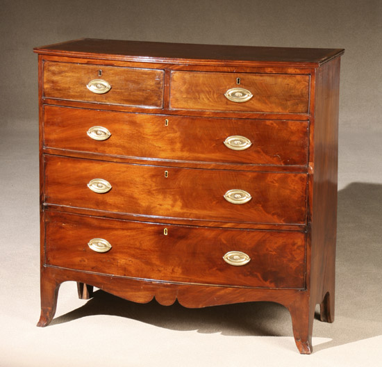 Appraisal: George III Style Faded Mahogany Crossbanded Mahogany Bow-Front Chest of