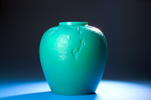 Appraisal: R LALIQUE Vase Alicante double cased jade green glass ca