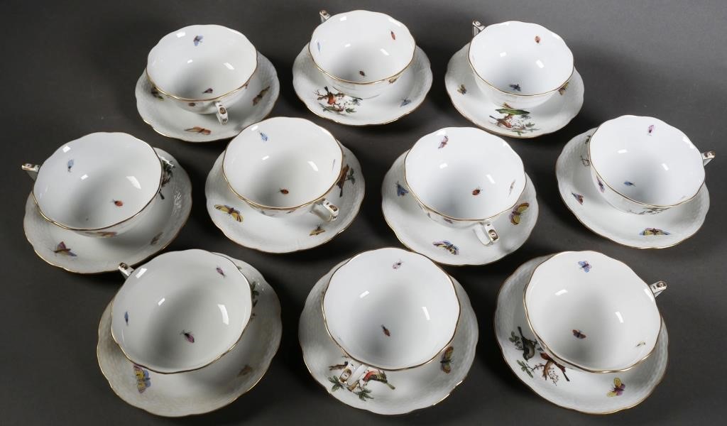 Appraisal: Set of Porcelain Herend Rothschild Bird coffee or tea cups